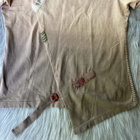 Waggon Womens Top Sz Med Colorful Beaded Gems Embroidered Floral Peace RARE - Picture 2 of 11